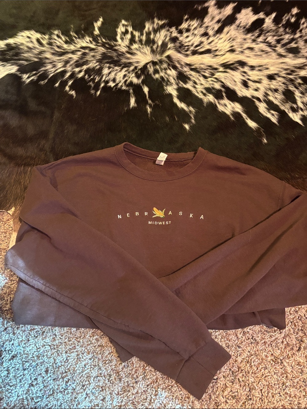 Nebraska Midwest Chocolate Brown Crewneck Sweater